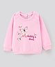 Bonfino Cotton Full Raglan Sleeves Sweatshirt Text Embroidery- Pink