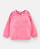 Bonfino Cotton Full Sleeves Sweatshirt With Glitter Print - Pink
