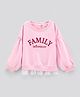Bonfino Cotton Knit Full Sleeves Sweatshirt With Frill On Sleeves And Embroidery - Pink