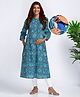 Bella Mama Three Fouth Sleeves Maternity Kurta Floral Print - Blue