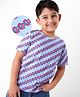Earthy Touch Half Sleeves Knit T-Shirt Floral Print - Blue