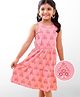 Earthy Touch Knit Sleeveless All Over Printed Frock - Pink