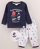 First Smile Full Sleeves Nightwear Shirt And Pyjama Set Printed - Blue