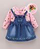 WOW Clothes Cotton Knit Full Sleeves Inner Tee with Singlet Frock Floral Print - Pink
