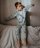 Turtledove London Full Sleeves Organic Cotton T-Shirt Multi Print - Blue