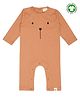 Turtledove London Organic Cotton Knit Full Sleeves Rompers Bear Face Embroidered - Beige