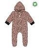Turtledove London Hooded & Footed Full Sleeves Romper Leopard Print - Beige Black
