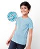 Earthy Touch Cotton Knit Half Sleeves T-Shirt Floral Print - Light Blue