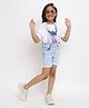 Tales & Stories Sleeveless M Tasselled 100% Cotton Embroidered Dungaree - Light Blue