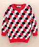 Simply Full Sleeves Knit Sweater Hexagonal Design- Red