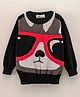 Simply Full Sleeves Knit Sweater Animal Face Design- Black