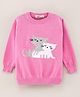 Simply Full Sleeves Cotton Sweater Cat Print- Pink