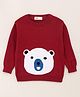Simply Full Sleeves Knit Sweater Polar Bear Face Design- Maroon