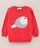 Simply Full Sleeves Cotton Sweater Bird Print- Red