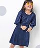 Hola Bonita Woven Long Puff Sleeves Glitter Dress - Blue