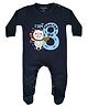 FFlirtygo Full Sleeves I Am Eight Month Old Text Printed Sleepsuit - Navy Blue