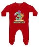 FFlirtygo Three Month Birthday Print Full Sleeves Sleepsuit - Red