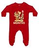 FFlirtygo Four Month Birthday Print Full Sleeves Sleepsuit - Red