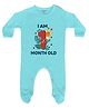 FFlirtygo Full Sleeves One Month Milestone Text Printed Sleepsuit - Light Blue
