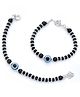 Black Silver BIS Hallmarked 925 Pure Silver Evil eye Baby Nazariya Bracelet With Black Crystal And Slver Beads - Black
