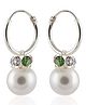 ELOISH 92.5 Sterling Silver Small Bali Hoop Pearl Earrings - Silver Green