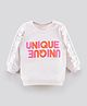 Bonfino Cotton Full Sleeves Sweatshirt With Puffed Print- White