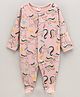ToffyHouse Full Sleeves Sleepsuit Unicorn Print - Peach