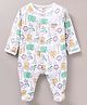 ToffyHouse Full Sleeves Sleepsuit Animal Print - White