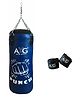AXG New Goal Boxing Combo Unfilled 3 feet PU Punching Bag With Hand Wraps Boxing Kit - Blue