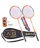 Axg New Goal Irrevocable Badminton Set Of 2 3 Feather Shuttles, Net & Cover Badminton Kit - Orange
