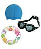 AXG New Goal Kids Swimming Goggles, Tube & Cap Swimming Kit - Multicolor