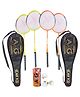 Axg New Goal Interminable Badminton Rackets Set Of 4 With 3 Feather Shuttles Badminton Kit -Multicolor