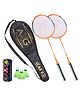 Axg New Goal Inescapable Aluminium Badminton Racquets  Plastic Shuttles And Cover Badminton Kit - Orange