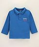 Cucumber Full Sleeves Polo T-Shirt Text Print - Blue