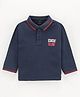 Cucumber Full Sleeves Polo T-Shirt Text Print - Navy