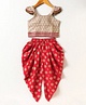 Twisha Sleeveless Floral Self Design Lace & Sequins Embellished Top With Foil Print Dhoti - Gold