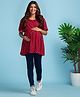 Bella Mama Ruffle Sleeves Maternity Top Dot Print - Red