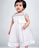 Babyhug Party Wear Cap Sleeves  Frock Bow Applique - Whute