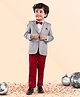 Babyhug Full Sleeves Solid Party Suit - Grey