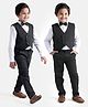 Babyhug WovenCotton Full Sleeves Shirt & Trousers With Waistcoat & Bow - Black