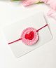 Bobbles & Scallops Crochet Heart Rakhi - Red