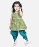 BownBee Sleeveless Jacquard Detailed Fit & Flare Top With Dhoti - Green