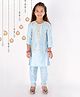 Vastramay Three Forth Sleeves Front Panel Mirror Work Embellished  Kurta With Salwar - Blue