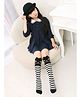 Flaunt Chic Knee Length Striped Cat Socks - Black & White