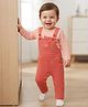 Babyoye Eco Conscious 100% Cotton Eco Jiva Finish Solid Colour Dungaree with Full Sleeves T-shirt Croc Print - Brown