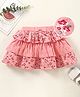 Babyhug Knit Mid Thigh Floral Printed Skirt With Bow Applique - Pink