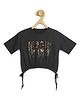 Spunkies Organic Cotton Half Sleeves Magic Sequins Embellished Smock Detail Crop Top  - Navy Blue