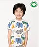 Spunkies Organic Cotton Half Sleeves Safari Animal Printed Tee - White