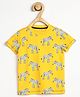 Spunkies Organic Cotton Half Sleeves Zebra Print Tee -Yellow