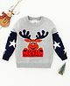 Kookie Kids Full Sleeves Sweater With Reindeer embroidered - Grey